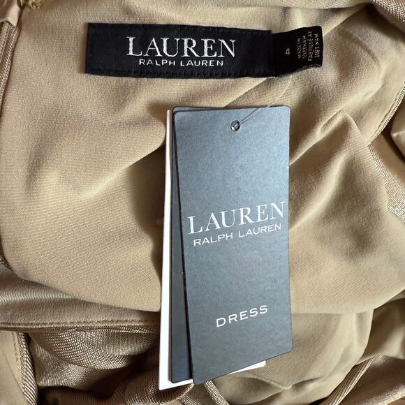 Ralph Lauren NEW Foil Print Jersey Cocktail Dress 4 Twist Front Accent Metallic - Picture 10 of 12